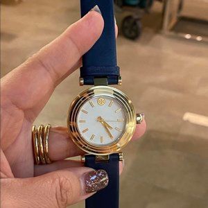 Tory Burch Watch Navy Leather
